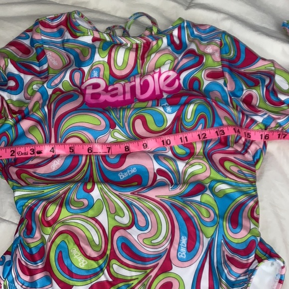 Sexy Swimsuit Barbie long sleeve one piece Bodysuit multicolored pink green M - Picture 6 of 11